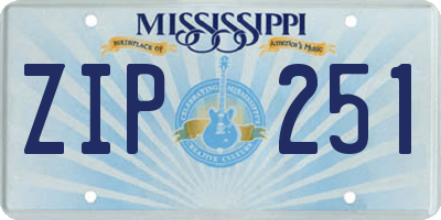MS license plate ZIP251