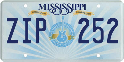 MS license plate ZIP252