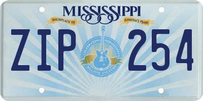 MS license plate ZIP254