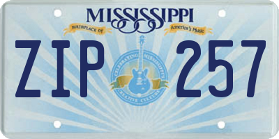 MS license plate ZIP257