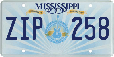 MS license plate ZIP258