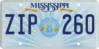 MS license plate ZIP260