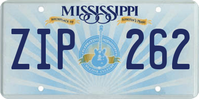 MS license plate ZIP262