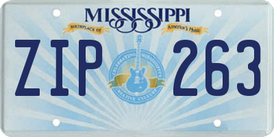 MS license plate ZIP263