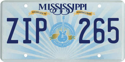 MS license plate ZIP265