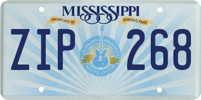 MS license plate ZIP268