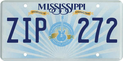 MS license plate ZIP272