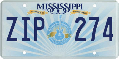 MS license plate ZIP274