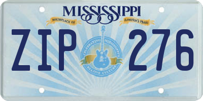 MS license plate ZIP276