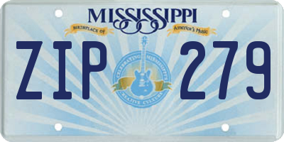 MS license plate ZIP279