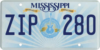 MS license plate ZIP280