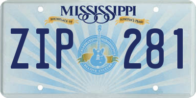 MS license plate ZIP281