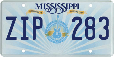 MS license plate ZIP283