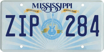 MS license plate ZIP284