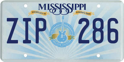 MS license plate ZIP286