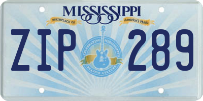 MS license plate ZIP289