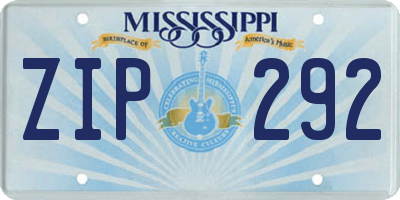 MS license plate ZIP292