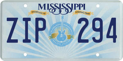 MS license plate ZIP294