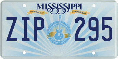MS license plate ZIP295