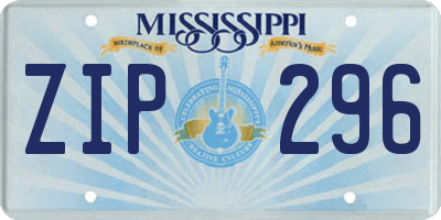 MS license plate ZIP296
