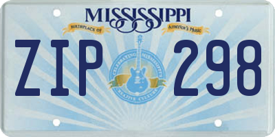 MS license plate ZIP298