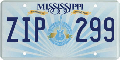 MS license plate ZIP299