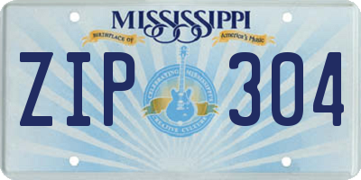 MS license plate ZIP304
