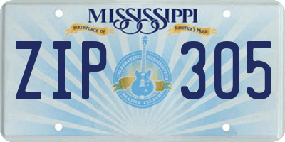 MS license plate ZIP305