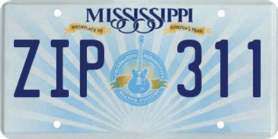 MS license plate ZIP311