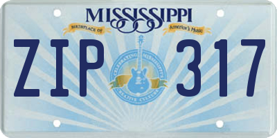 MS license plate ZIP317