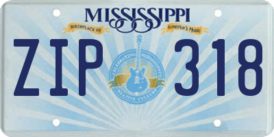 MS license plate ZIP318