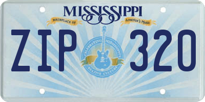 MS license plate ZIP320