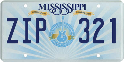 MS license plate ZIP321