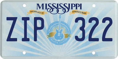 MS license plate ZIP322
