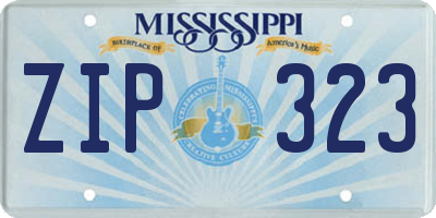MS license plate ZIP323