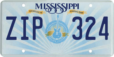 MS license plate ZIP324
