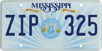 MS license plate ZIP325