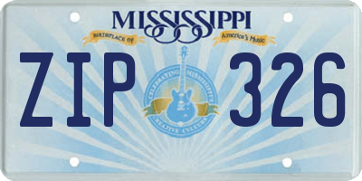 MS license plate ZIP326