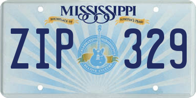MS license plate ZIP329