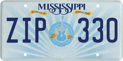 MS license plate ZIP330