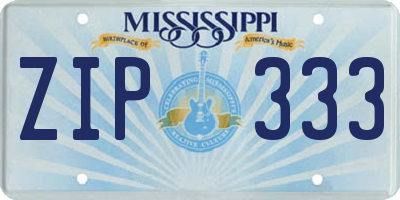 MS license plate ZIP333