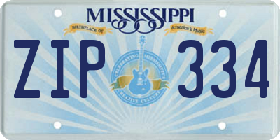 MS license plate ZIP334
