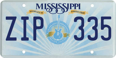 MS license plate ZIP335