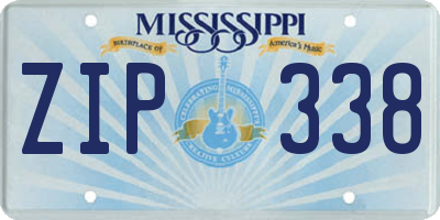 MS license plate ZIP338