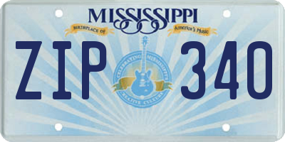 MS license plate ZIP340