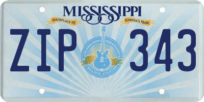 MS license plate ZIP343