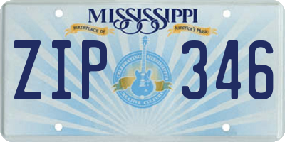 MS license plate ZIP346