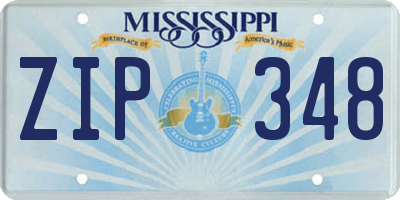 MS license plate ZIP348