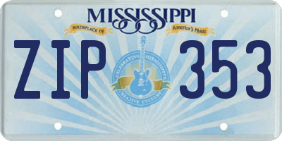MS license plate ZIP353