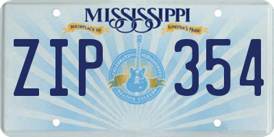 MS license plate ZIP354